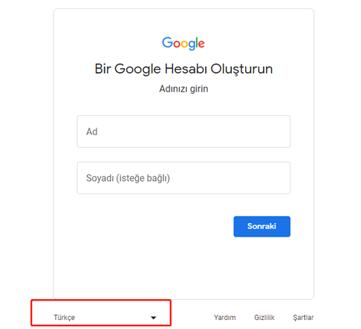 creat turkiye google account