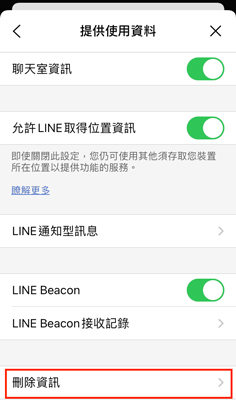 刪除資訊 LINE 定位