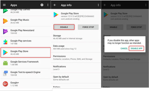 停用 Google Play 商店