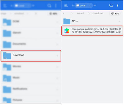 安裝已下載的舊版 Google Play 服務